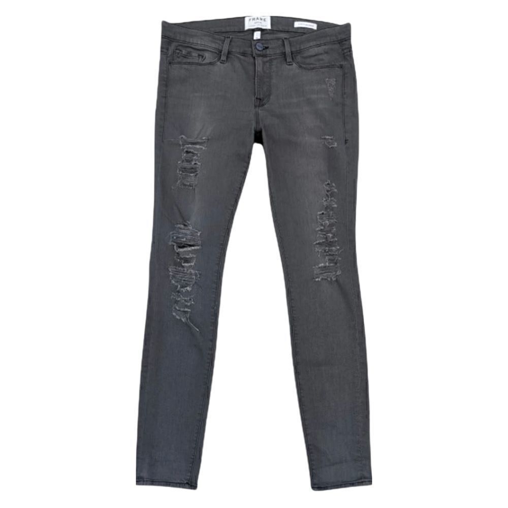 FRAME DENIM Women's Grey Distressed Skinny Jeans Size 29 Style LSSR769